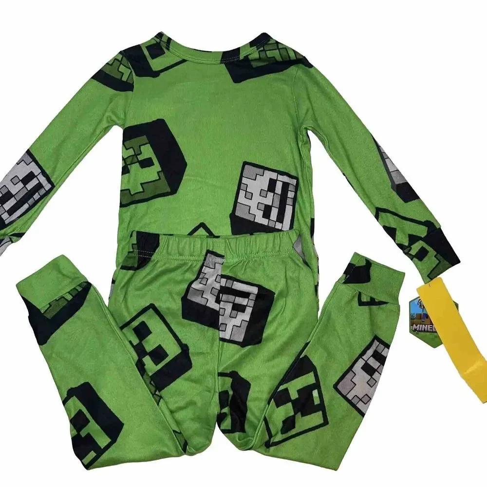 Minecraft Boys SIZE 4 Long‎ Sleeve All Over Print 2-Piece Pajama Sleep Set NWT